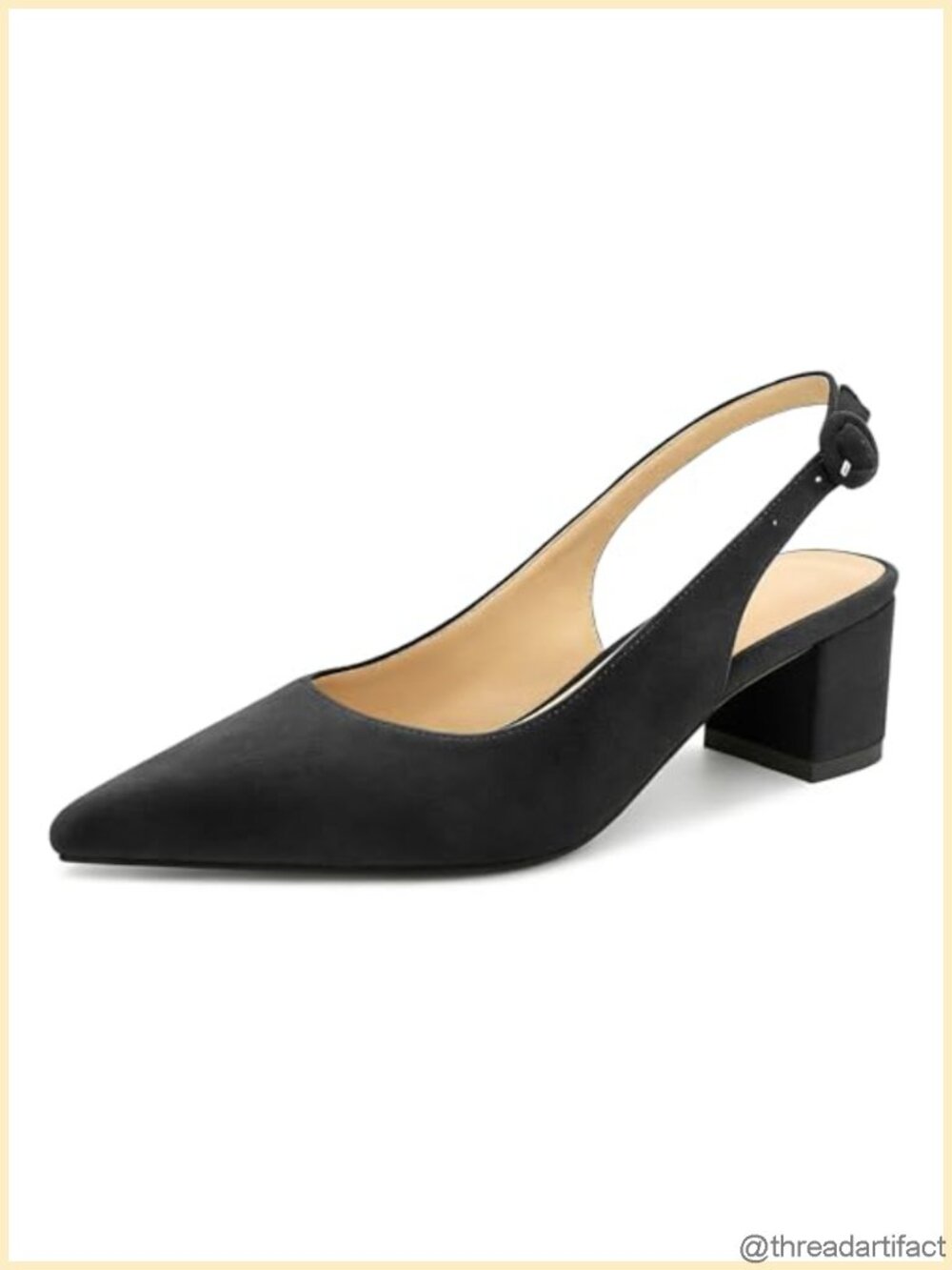 Eldof Slingback Heels Women Block Low Heel Pointed Toe Pumps Ankle Buckle